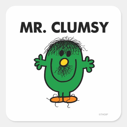 Mr. Clumsy entdeckt Quadratischer Aufkleber (Vorderseite)