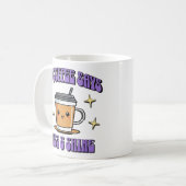 Mr Coffee sagt: Aufstehen und Strahlen Kaffeetasse (Vorderseite Links)