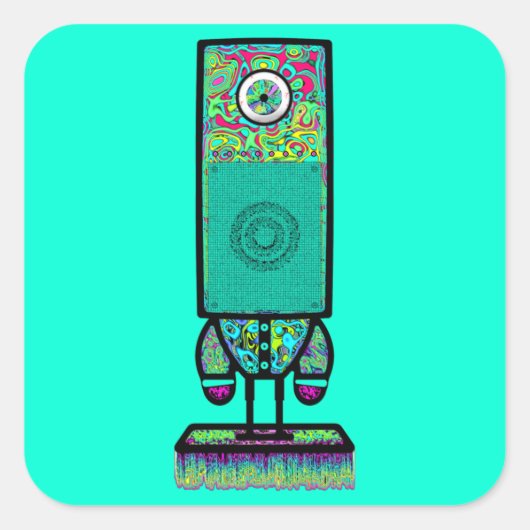 Mr. colorful psychedelic one mit Augen Lautspreche Quadratischer Aufkleber (Vorderseite)