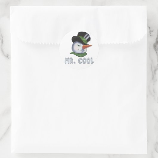 Mr. Cool - Snowman Runder Aufkleber (Tasche)