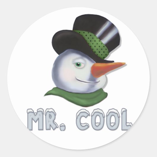 Mr. Cool - Snowman Runder Aufkleber (Vorderseite)