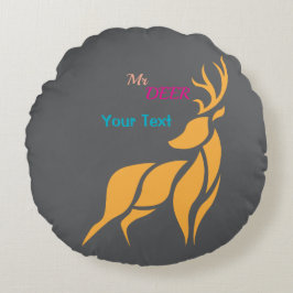 Mr. Deer Graphic – Rustic Woodland Style Rundes Kissen