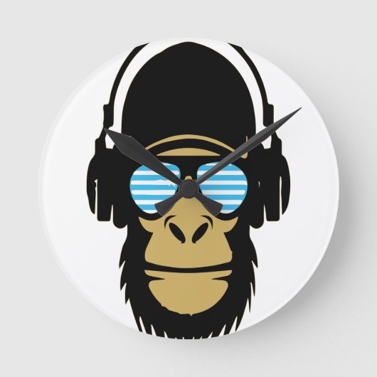 Mr.Dubstep Monkey Runde Wanduhr (Vorderseite)