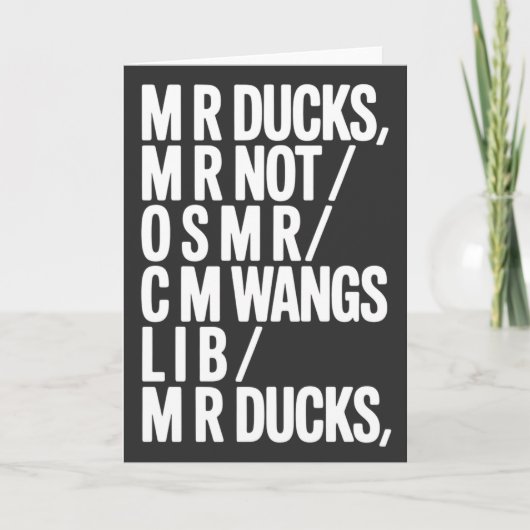 MR Ducks Funny Phonetic Joke Southern Humor Gift Karte (Vorderseite)