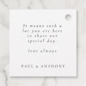 Mr. Elegant Script Gay Wedding Vielen Dank Geschenkanhänger (Rückseite)