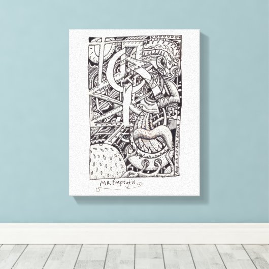 Mr. Emptyful, Tinte zeichnend Leinwanddruck (Insitu (Holzboden))