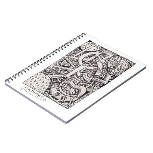 Mr. Emptyful, Tinte zeichnend Notizblock (Linke Seite)