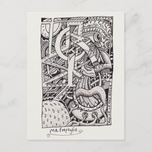 Mr. Emptyful, Tinte zeichnend Postkarte (Vorderseite)