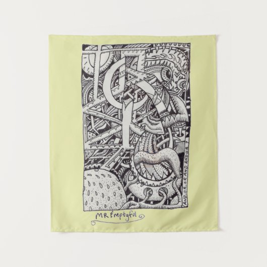 Mr. Emptyful, Tinte Zeichnend Wandteppich (Vorderseite)