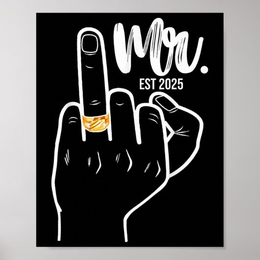 Mr. Est. 2025 Just Married Husband Wedding Finger Poster (Vorne)