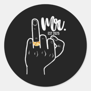 Mr. Est. 2025 Just Married Husband Wedding Finger Runder Aufkleber