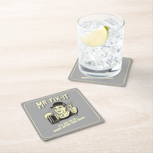 Mr. Fixit: Nach diesem Bier Rechteckiger Pappuntersetzer (Vor Ort)