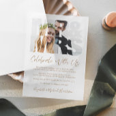 Mr Foto Gold Script Wedding Reception Pergament Einladungen
