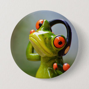 Mr. Frog with Headphones Button