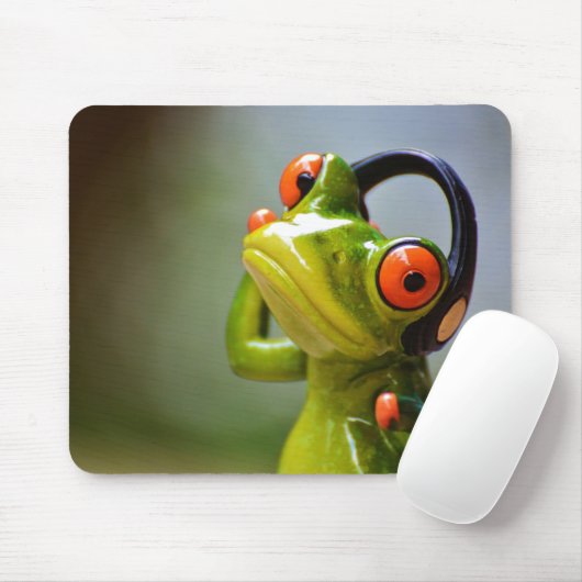 Mr. Frog with Headphones Mousepad (Mit Mouse)
