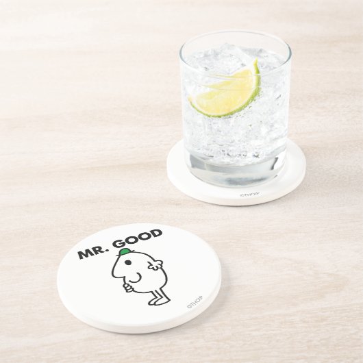 Mr. Good | Grüner Hut Sandstein Untersetzer (Seite)