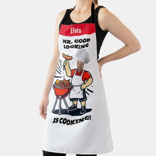 Mr Good Lookin Is Cookin Apron, Personalized Photo Schürze (InSitu)
