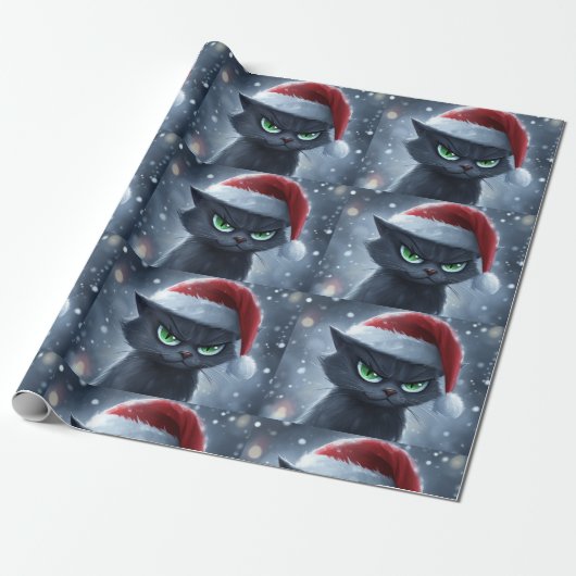 Mr. Grumpy Face Christmas Cat Geschenkpapier (Ungerollt)