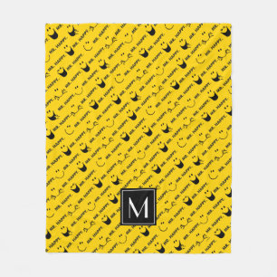 Mr. Happy Alle Lächelmuster Monogramm Fleecedecke