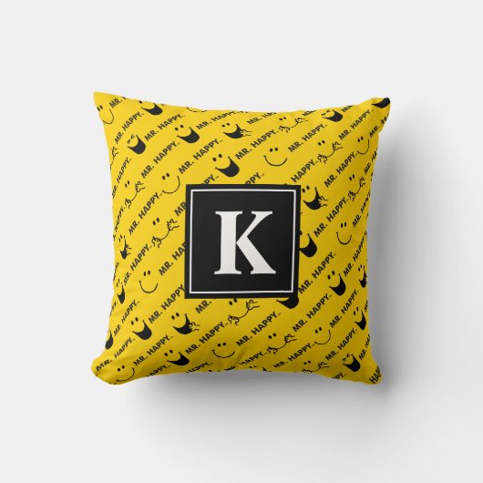 Mr. Happy | Alle Lächelmuster | Monogramm Kissen (Vorderseite)