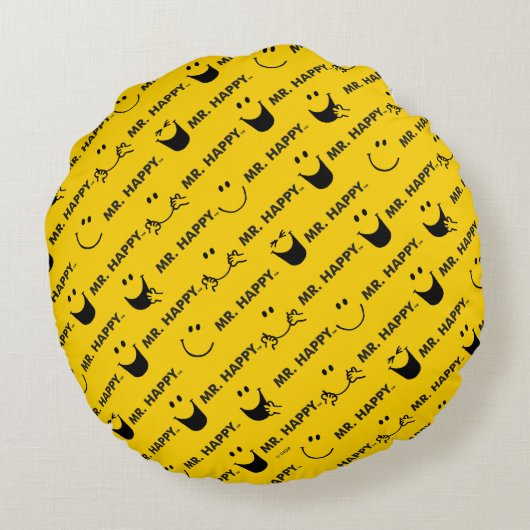Mr. Happy | Alle Lächelmuster Rundes Kissen (Rückseite)