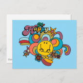 Mr. Happy | Farbige Wirbel und Sterne Postkarte (Vorne/Hinten)