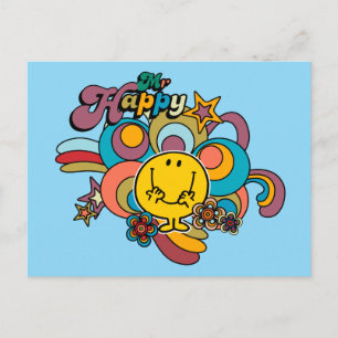 Mr. Happy   Farbige Wirbel und Sterne Postkarte