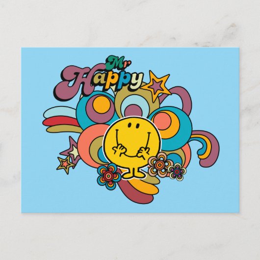 Mr. Happy | Farbige Wirbel und Sterne Postkarte (Vorderseite)