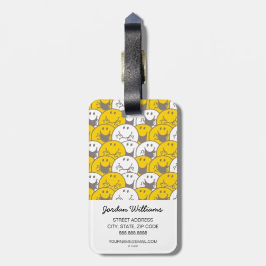 Mr. Happy | Flackerndes Lächelmuster Gepäckanhänger (Rückseite vertikal)