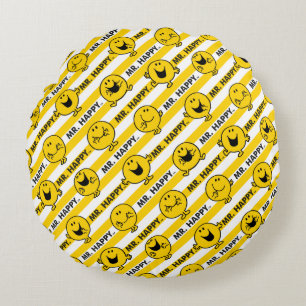 Mr Happy   Gelbe Streifen Rundes Kissen