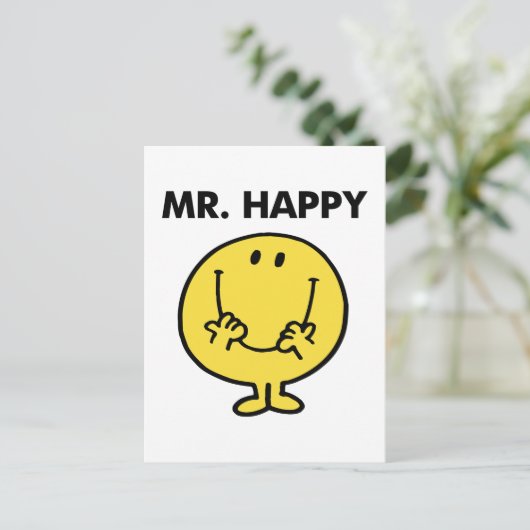 Mr. Happy | Großer Smiley Postkarte (Stehend Vorderseite)