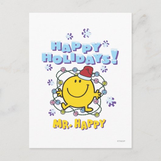 Mr. Happy | Happy Holidays Feiertagspostkarte (Vorderseite)