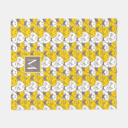 Mr. Happy | Lichtmuster | Monogramm Fleecedecke (Vorderseite (Horizontal))