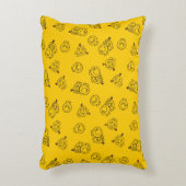 Mr Happy & Little Miss Sunshine | Gelbes Muster Zierkissen (Vorderseite(Vertikal))