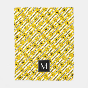 Mr. Happy Muster der gelben Streifen Monogramm Fleecedecke
