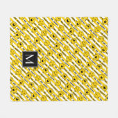 Mr. Happy | Muster der gelben Streifen | Monogramm Fleecedecke (Vorderseite (Horizontal))