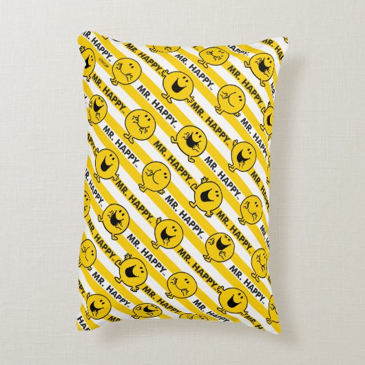 Mr. Happy | Muster für gelbe Streifen Dekokissen (Rückseite(Vertikal))