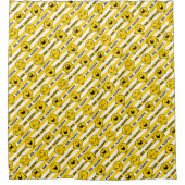 Mr. Happy | Muster für gelbe Streifen Duschvorhang (Vorderseite)