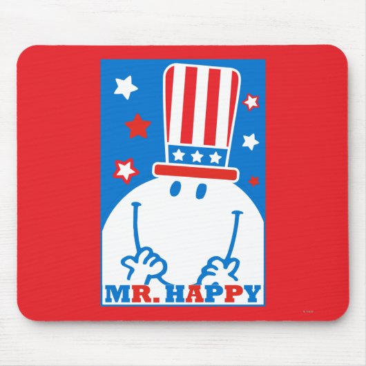 Mr. Happy with Patriotic Hat Mousepad (Vorne)