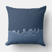 Mr. Heart Script Dusty Blue Wedding Pillow Kissen (Vorderseite)