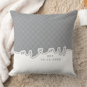 Mr. Heart Script Gray White Wedding Pillow Kissen (Decke)