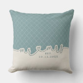 Mr. Heart Script Seafoam Green Wedding Pillow Kissen (Vorderseite)