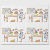 Mr Hiddle Cooks Turkey Season Greetings Card Geschenkpapier (Flach)