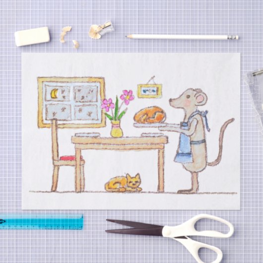 Mr Hiddle Cooks Turkey Season Greetings Card Seidenpapier (Handwerk)