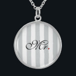 Mr. Husband Groom Click to Customize Color Stripes Sterling Silberkette<br><div class="desc">Please make sure to customize the color for the front and the back of products with two sides or multiple elements. Easily change the color of the vertical stripes design from their preset grey and white to any color of your choice in one step. Just click on the "Cutomize It!"...</div>