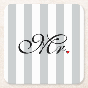 Mr. Husband Groom Klicken, um die Farbstreifen anz Rechteckiger Pappuntersetzer