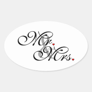 Mr. Husband und Mrs. Husband Ehefrau Seine neuen W Ovaler Aufkleber