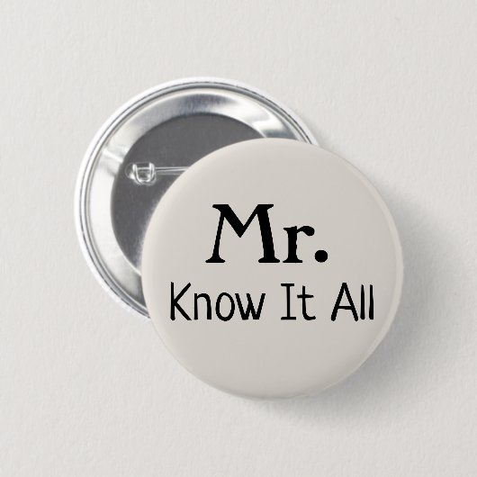 Mr. Know It All Name Plate Button (Vorne & Hinten)