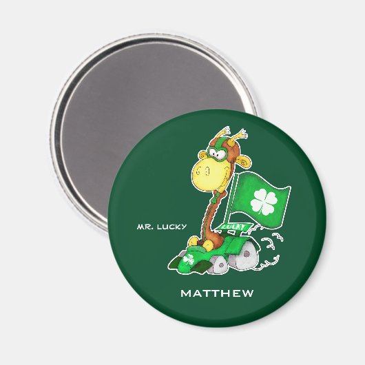 Mr. Lucky. Funny Giraffe St.Patrick's Day Custom Magnet (Vorderseite/Rückseite)