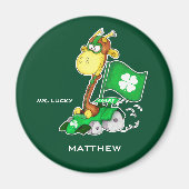 Mr. Lucky. Funny Giraffe St.Patrick's Day Custom Magnet (Vorne)